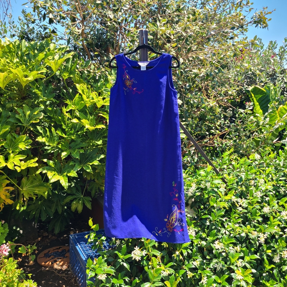 Uniform by John Paul Richard Blue Linen Blend Tank Maxi Dress Size Petite Large